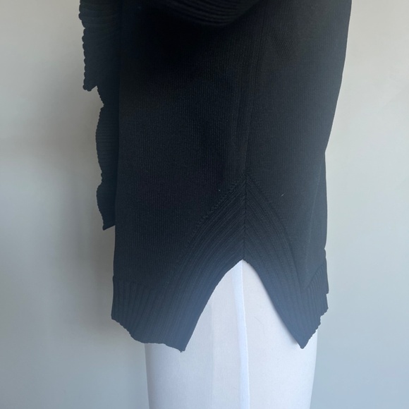 H&M Studio Collection Flounce Thick Fine-knit Black Cocktail Turtleneck Sweater - Picture 12 of 14